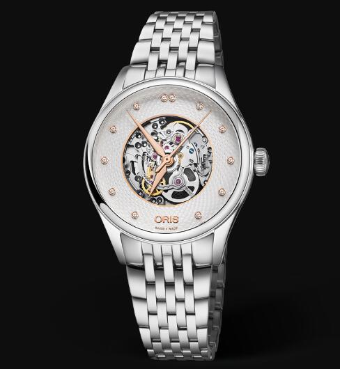 Review Oris Artelier Skeleton Diamonds 33mm Replica Watch 01 560 7724 4031-07 8 17 79 - Click Image to Close